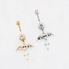 BAT WING MOTIF WITH A SKULL DANGLING CROSS CHARM BELLY BUTTON NAVEL RING 316L SURGICAL STEEL